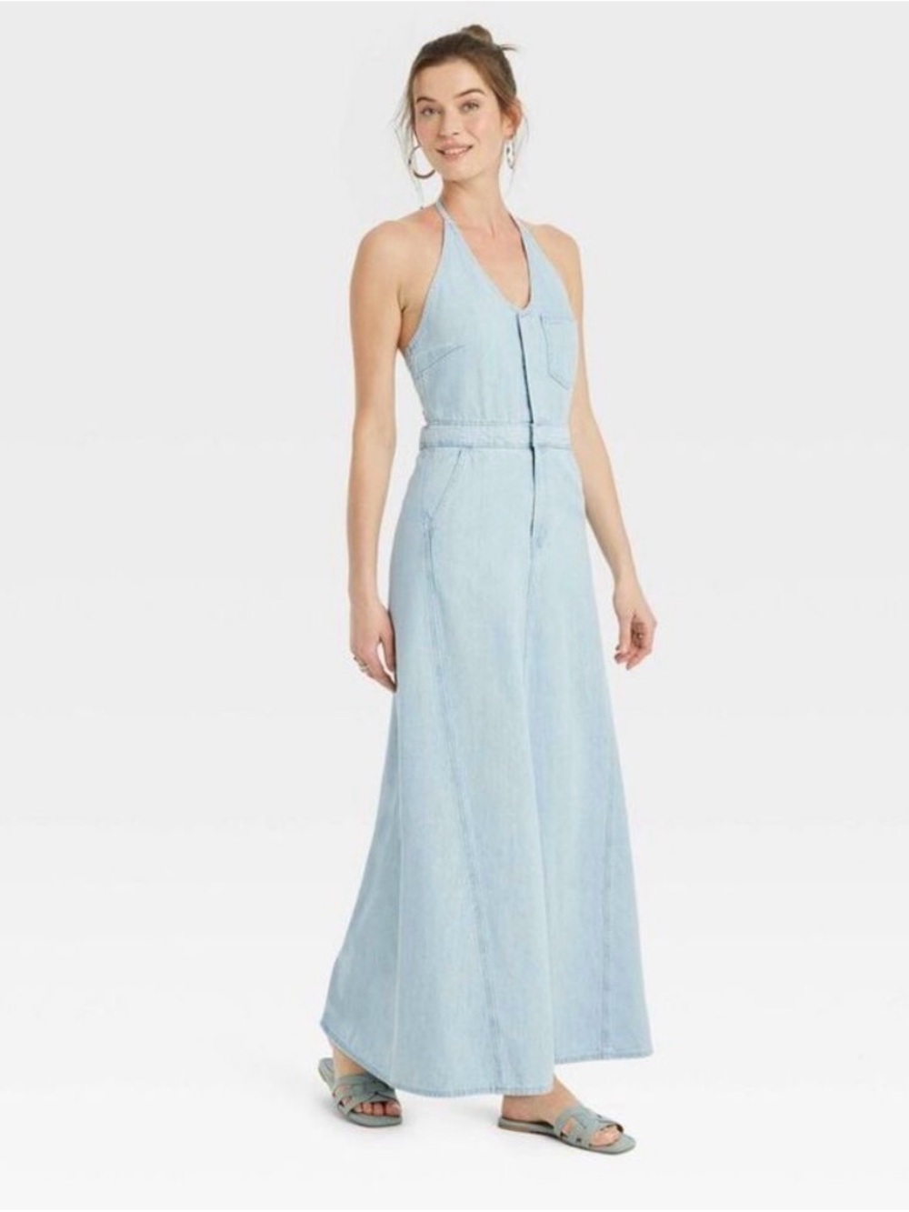 Universal Thread Chambray Halter Maxi Dress size 16
